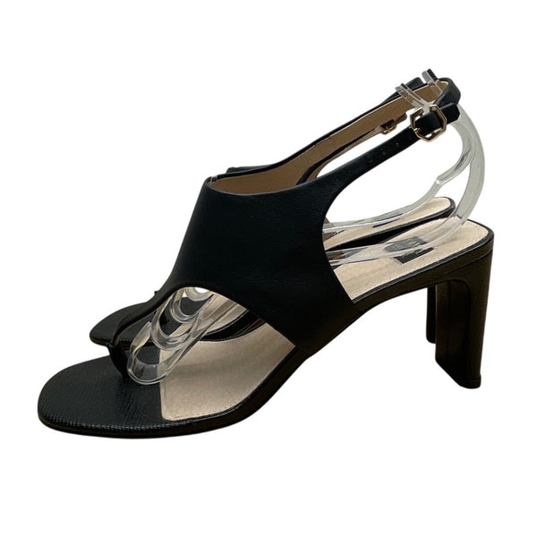 Louise Et Cie Black Leather Block Heel Lalo Slingback Sandals Size 9M