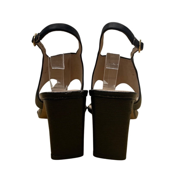 Louise Et Cie Black Leather Block Heel Lalo Slingback Sandals Size 9M