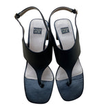 Louise Et Cie Black Leather Block Heel Lalo Slingback Sandals Size 9M