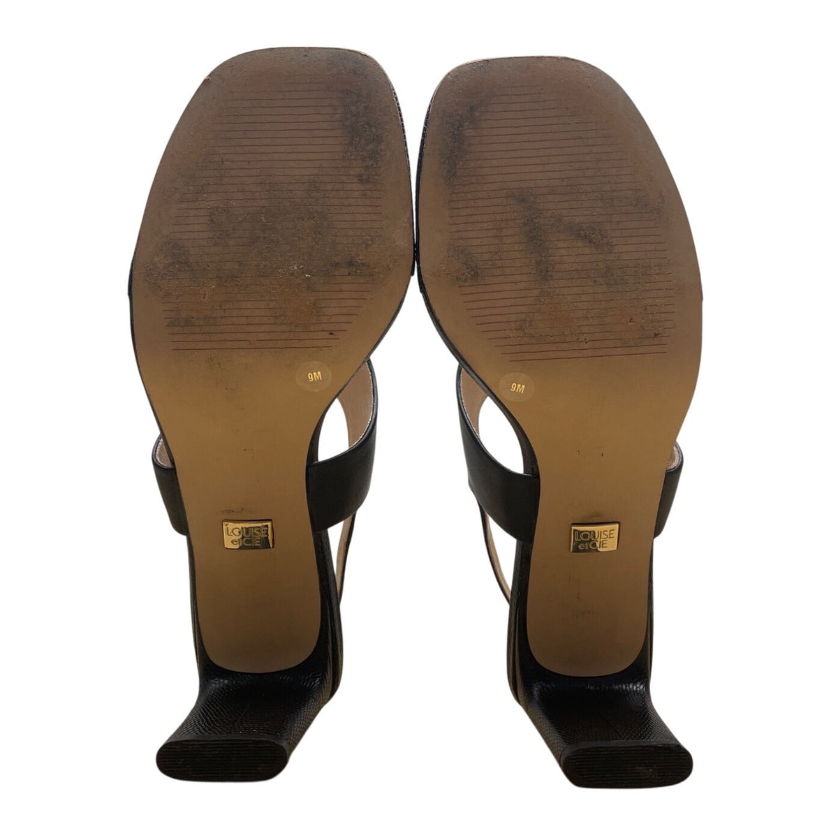 Louise Et Cie Black Leather Block Heel Lalo Slingback Sandals Size 9M