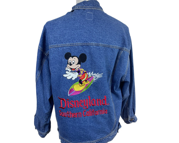 Vintage Disneyland Southern California Mickey Mouse Surfing Denim Jacket Size L