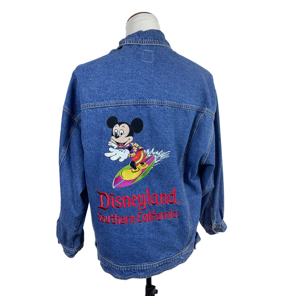 Vintage Disneyland Southern California Mickey Mouse Surfing Denim Jacket Size L