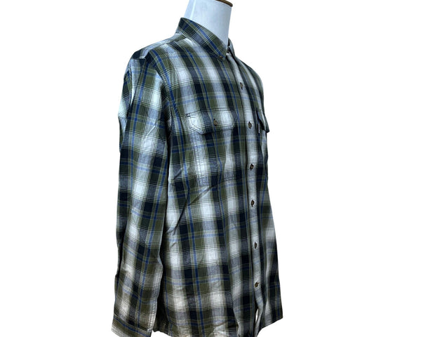 Carhartt Men's Green & Blue Plaid Button Up Shirt Relaxed Fit XL Tall Casual