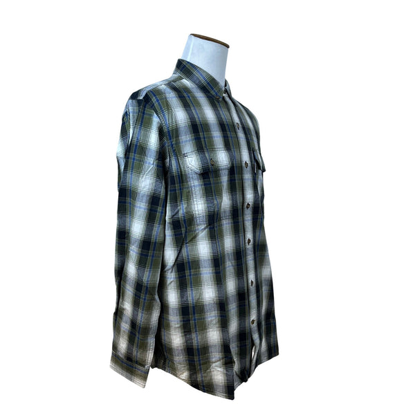 Carhartt Men's Green & Blue Plaid Button Up Shirt Relaxed Fit XL Tall Casual