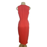 Kenar Women's Orange Sleeveless Wrap Midi Dress With Pearl Button Sz 6