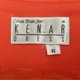 Kenar Women's Orange Sleeveless Wrap Midi Dress With Pearl Button Sz 6