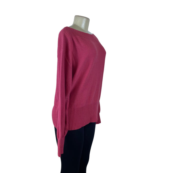 St Johns Bay Women's Pink Knit Open Neck Pullover Sweater Size XL - New