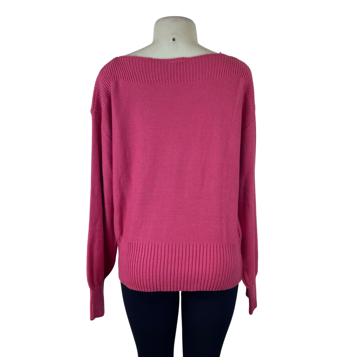St Johns Bay Women's Pink Knit Open Neck Pullover Sweater Size XL - New
