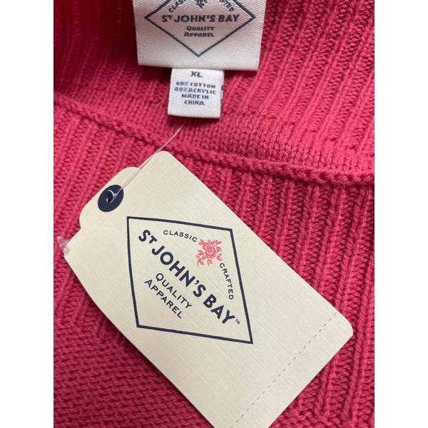St Johns Bay Women's Pink Knit Open Neck Pullover Sweater Size XL - New