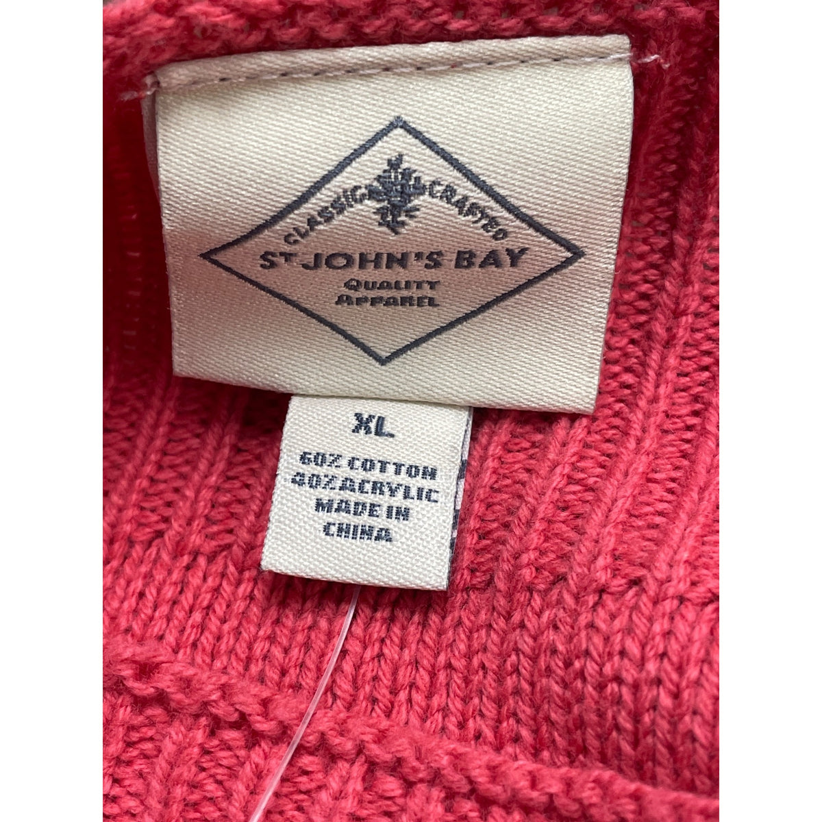 St Johns Bay Women's Pink Knit Open Neck Pullover Sweater Size XL - New