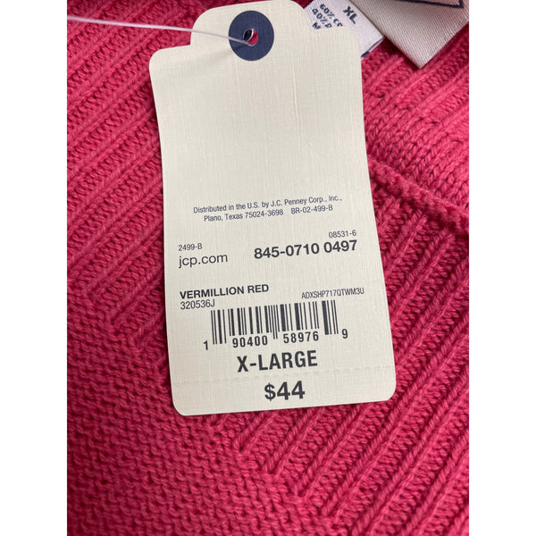 St Johns Bay Women's Pink Knit Open Neck Pullover Sweater Size XL - New