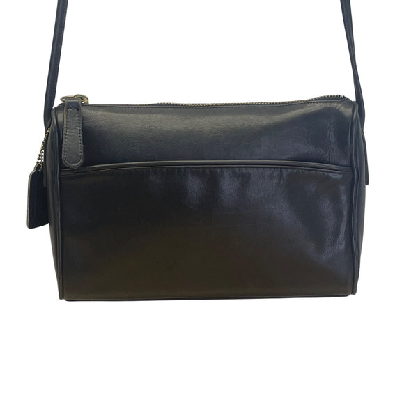 Vintage Coach Black Leather Adjustable Strap & Zipper Closure Crossbody Bag