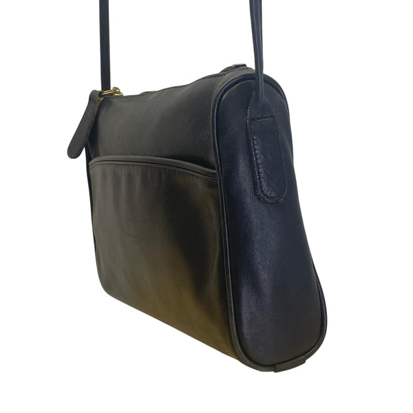 Vintage Coach Black Leather Adjustable Strap & Zipper Closure Crossbody Bag