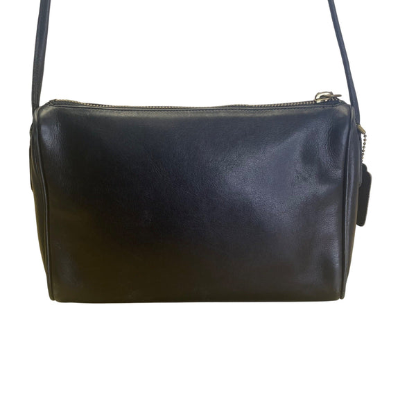 Vintage Coach Black Leather Adjustable Strap & Zipper Closure Crossbody Bag