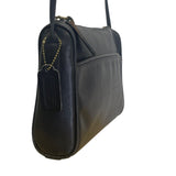 Vintage Coach Black Leather Adjustable Strap & Zipper Closure Crossbody Bag