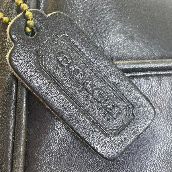 Vintage Coach Black Leather Adjustable Strap & Zipper Closure Crossbody Bag