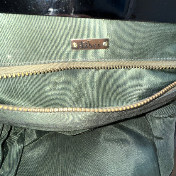 Saber Women’s Black Suede With Silver Metal Frame & Kiss Lock Closure Clutch Bag