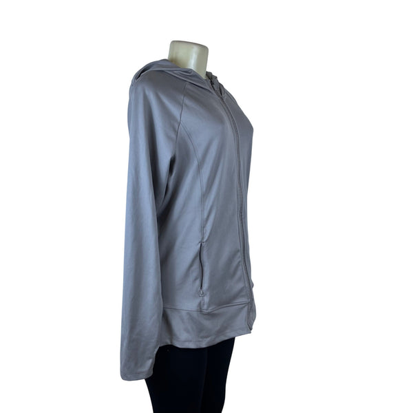 Eddie Bauer Women's Gray Polyester Full-Zip Hooded Jacket Activewear Sz XL - New