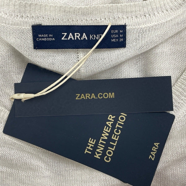 Zara Knitwear Collection Womens Lightweight Sweater In Soft Beige Size M- New