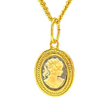 Vintage Women's Gold Tone Victorian Cameo Pendant Chain Necklace - 24in