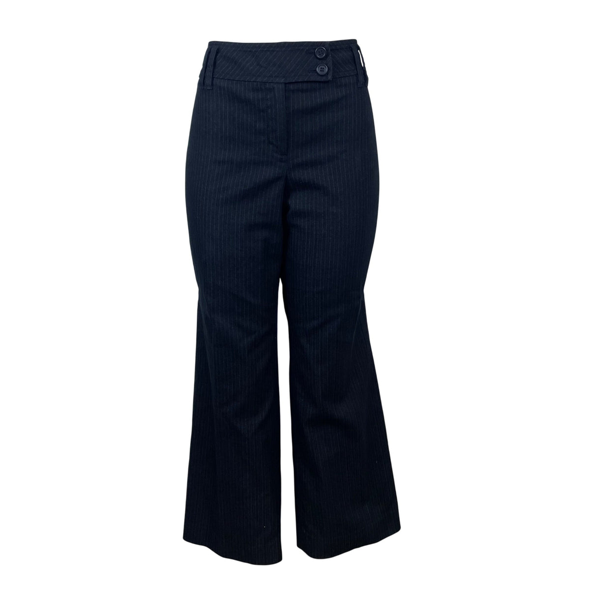 Loft Women's Black Pinstripe Wide Leg Pants Office Career Size 12