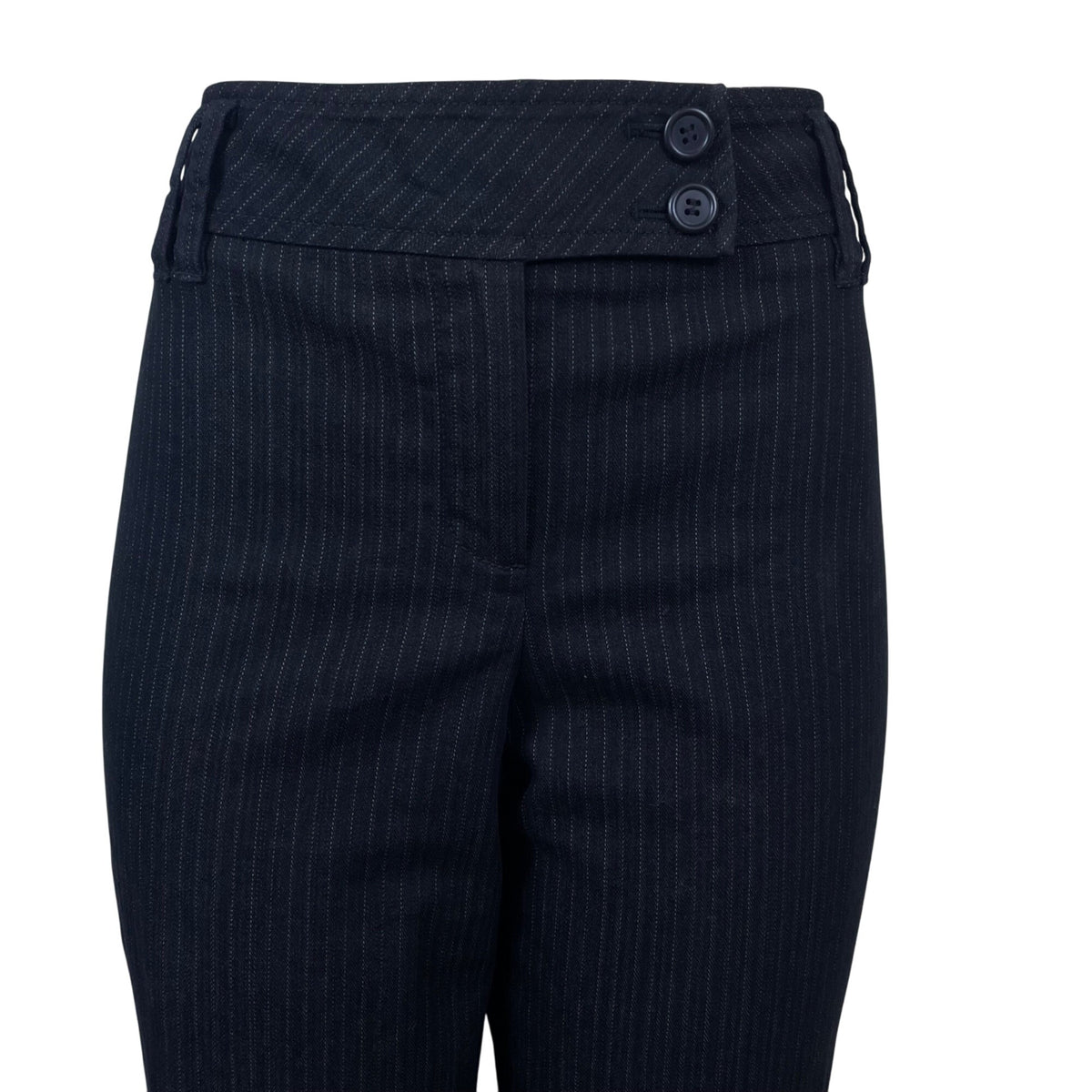 Loft Women's Black Pinstripe Wide Leg Pants Office Career Size 12