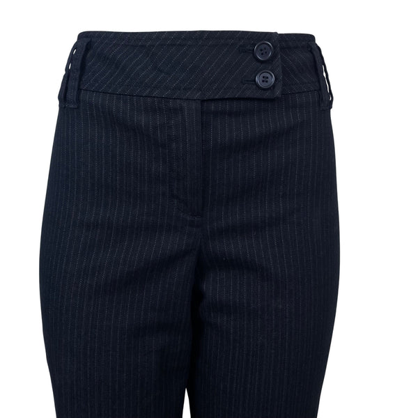 Loft Women's Black Pinstripe Wide Leg Pants Office Career Size 12