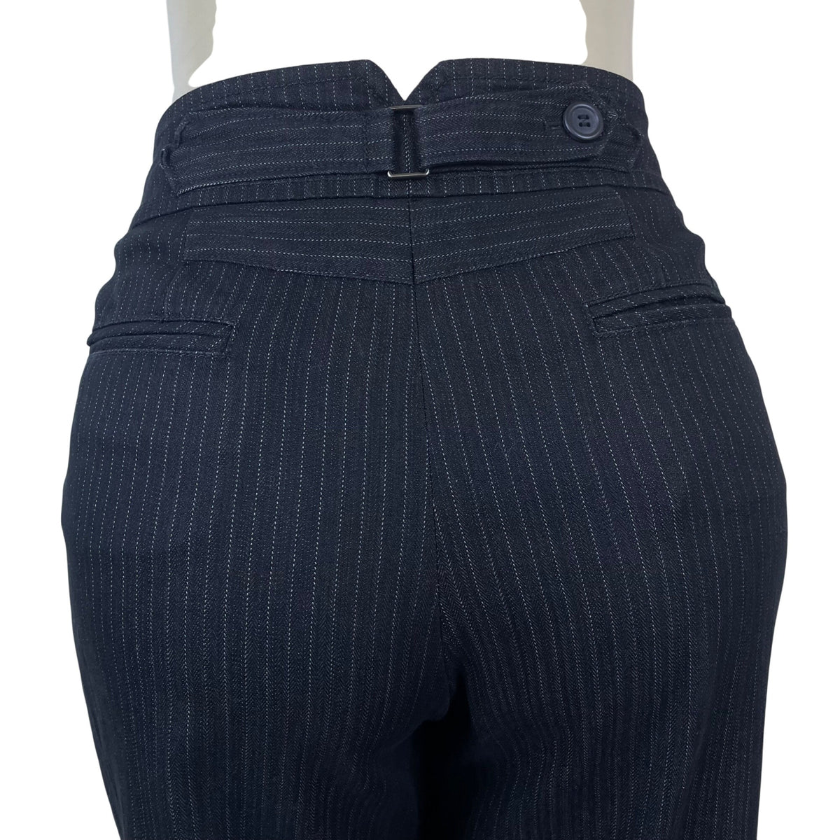 Loft Women's Black Pinstripe Wide Leg Pants Office Career Size 12