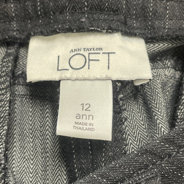 Loft Women's Black Pinstripe Wide Leg Pants Office Career Size 12