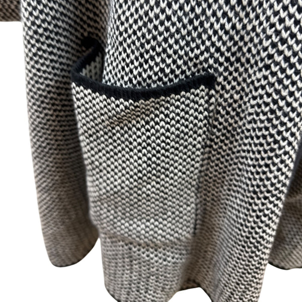 Cejon Black & White Open Front Poncho Cardigan W/ Pockets & Buckle Sz OSFM - New