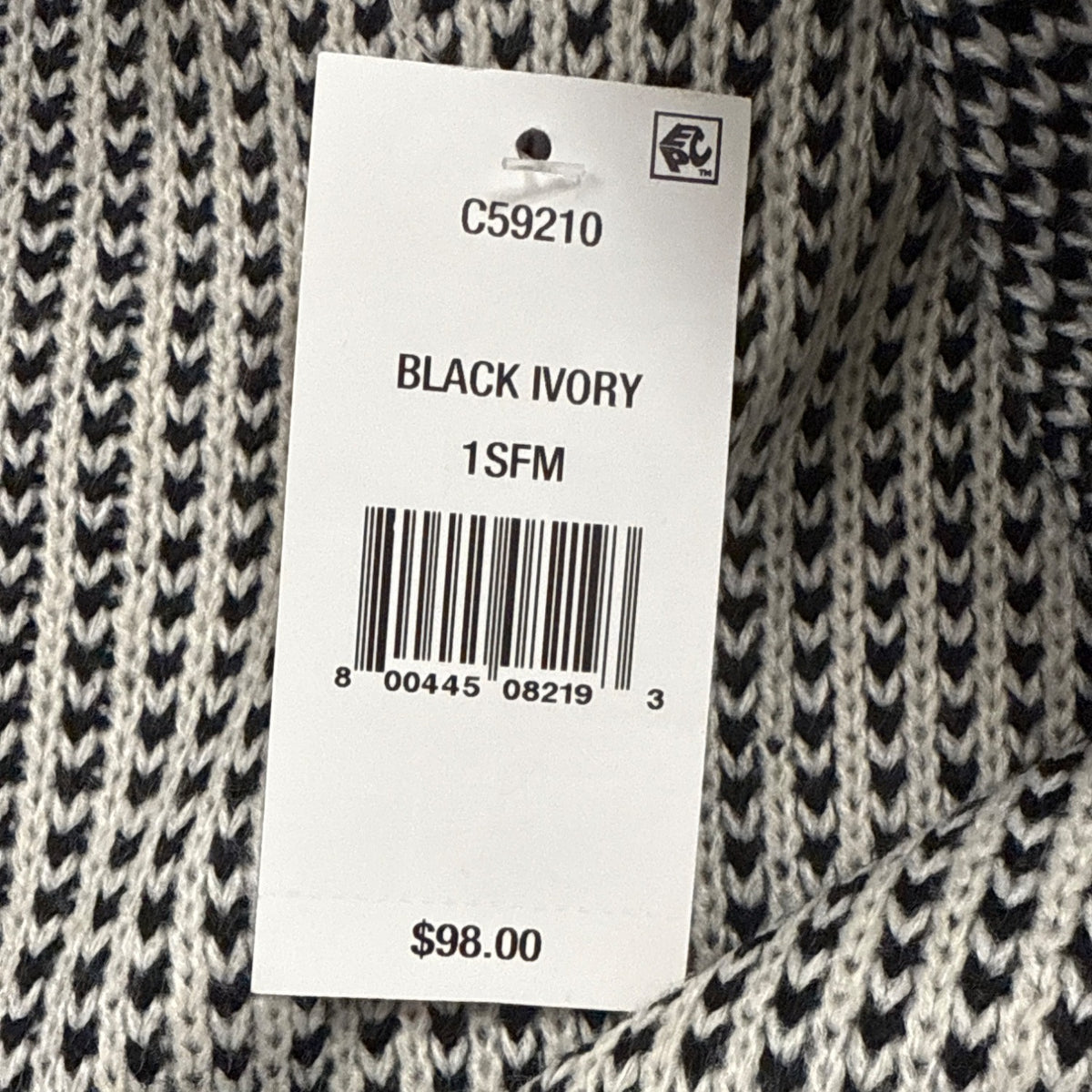 Cejon Black & White Open Front Poncho Cardigan W/ Pockets & Buckle Sz OSFM - New