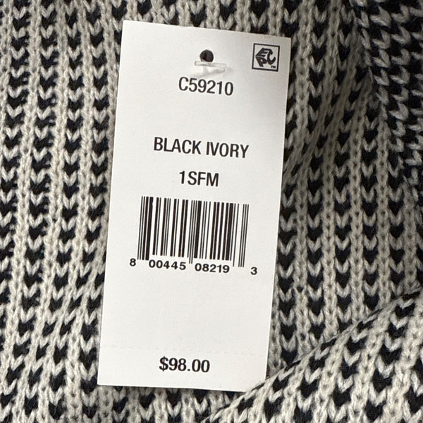 Cejon Black & White Open Front Poncho Cardigan W/ Pockets & Buckle Sz OSFM - New