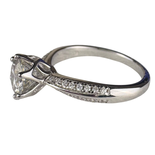Sterling Silver Womens Moissanite Engagement Ring S925 Elegant Round Solitaire