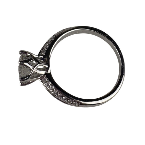 Sterling Silver Womens Moissanite Engagement Ring S925 Elegant Round Solitaire