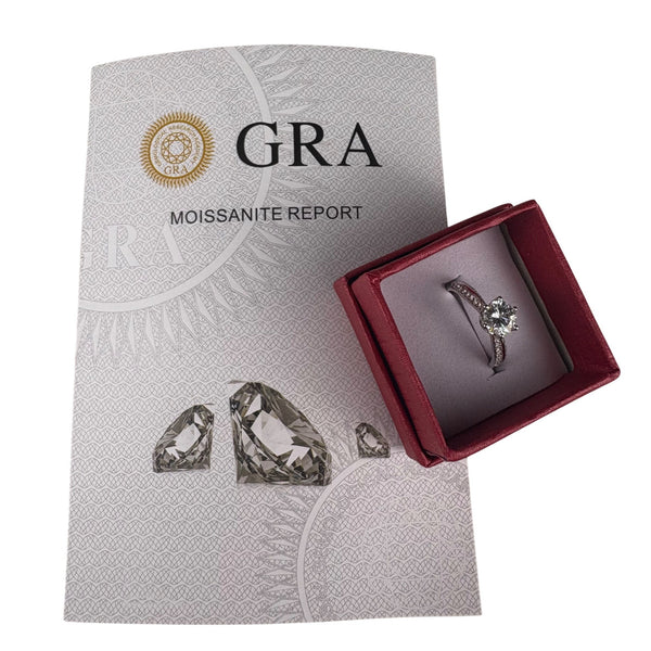 Sterling Silver Womens Moissanite Engagement Ring S925 Elegant Round Solitaire