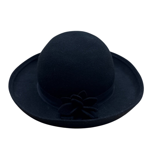 Liz Claiborne Black Wool Felt Bowler Hat for Women One Size