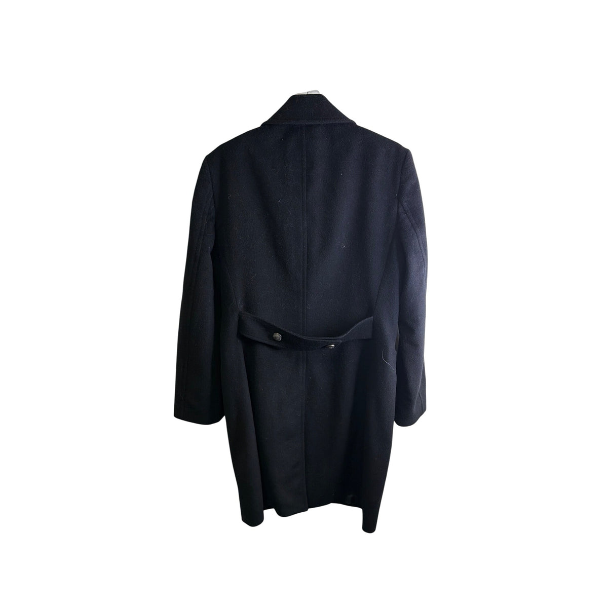 Express Mens Black Wool-Blend Double-Breasted Coat Medium Military Style