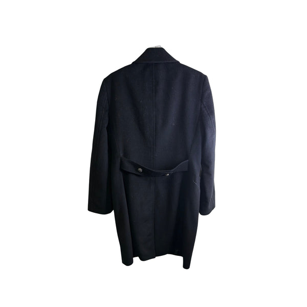 Express Mens Black Wool-Blend Double-Breasted Coat Medium Military Style