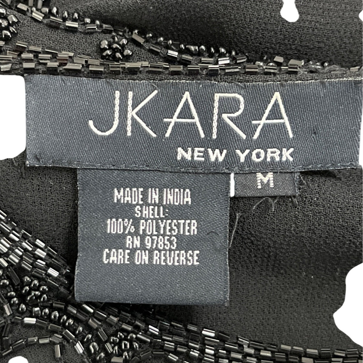 Jkara New York Black Beaded Sheer Long Sleeve Cardigan & Sleeveless Tank Set Sz M