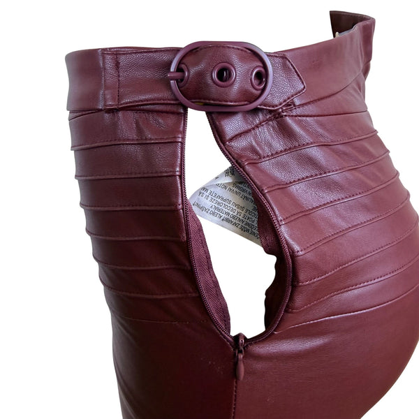 Zara Women’s Burgundy High-Waist Slim Fit Pants With Zipper Detail Size M - New