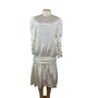 Vintage Stephanie’s Child White Satin Long Sleeve Dress With High Neck Sz 14