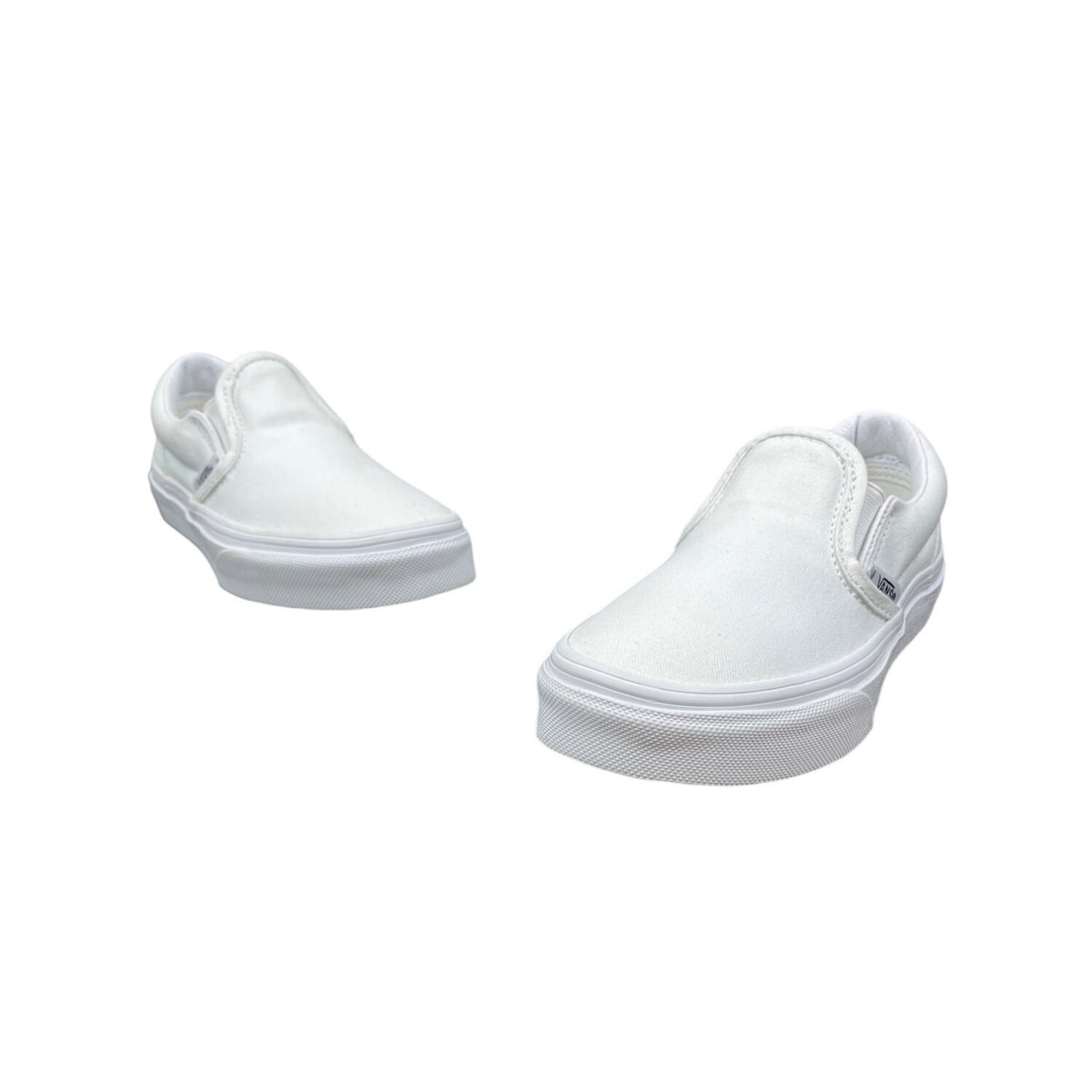 Vans Classic Slip-On All White Canvas Skate Kids Unisex Shoes Sz 7 - New
