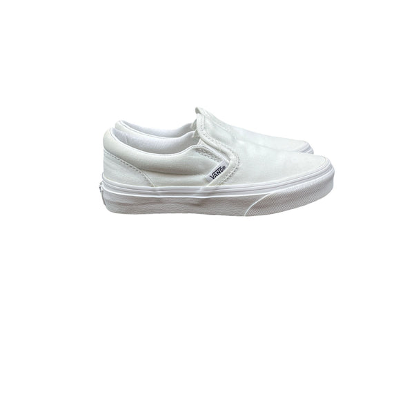 Vans Classic Slip-On All White Canvas Skate Kids Unisex Shoes Sz 7 - New