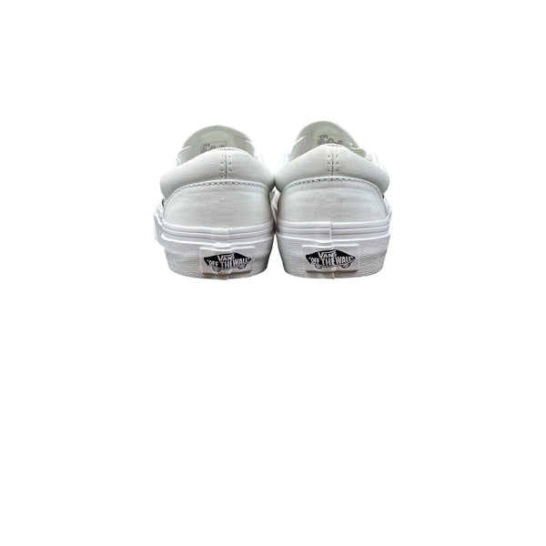 Vans Classic Slip-On All White Canvas Skate Kids Unisex Shoes Sz 7 - New