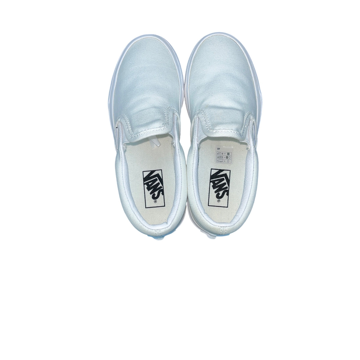 Vans Classic Slip-On All White Canvas Skate Kids Unisex Shoes Sz 7 - New