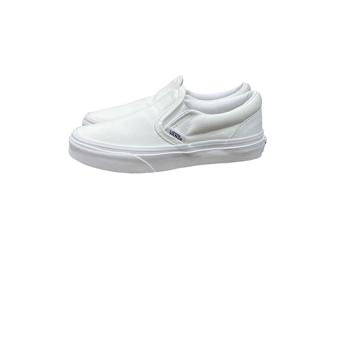 Vans Classic Slip-On All White Canvas Skate Kids Unisex Shoes Sz 7 - New
