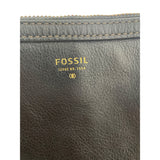 Fossil Womens Black Leather Tote Bag With Handles & Zip Closure