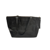 Fossil Womens Black Leather Tote Bag With Handles & Zip Closure