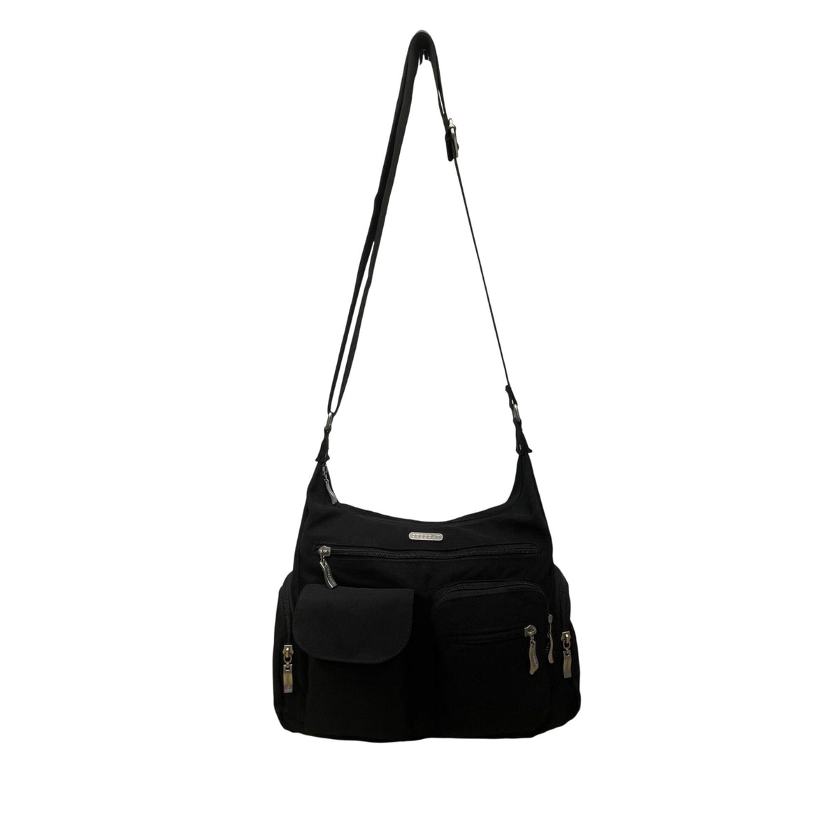 Baggallini Women’s Black Nylon Multi-Pocket Adjustable Crossbody Bag Size M