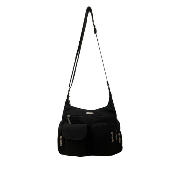 Baggallini Women’s Black Nylon Multi-Pocket Adjustable Crossbody Bag Size M